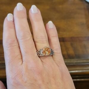 Elegant Silver and Orange Gemstone Ring